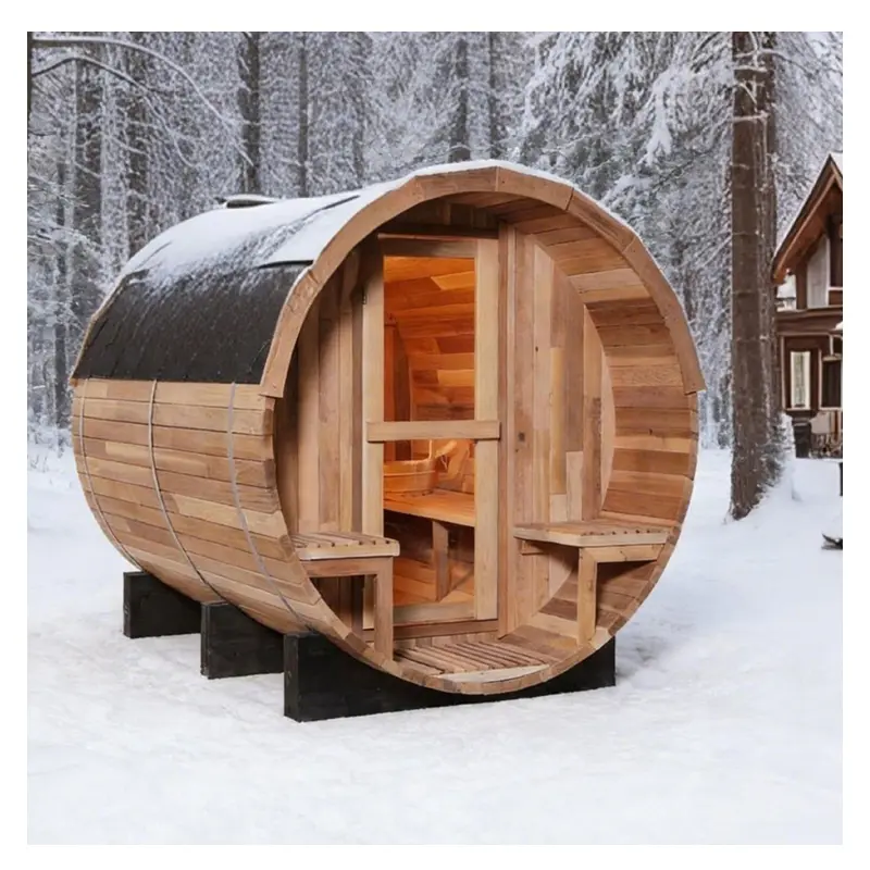 Factory Direct Sales Large Capacity Traditional Outdoor Solid Wood Sauna with Wet Steam Function Plug Powered