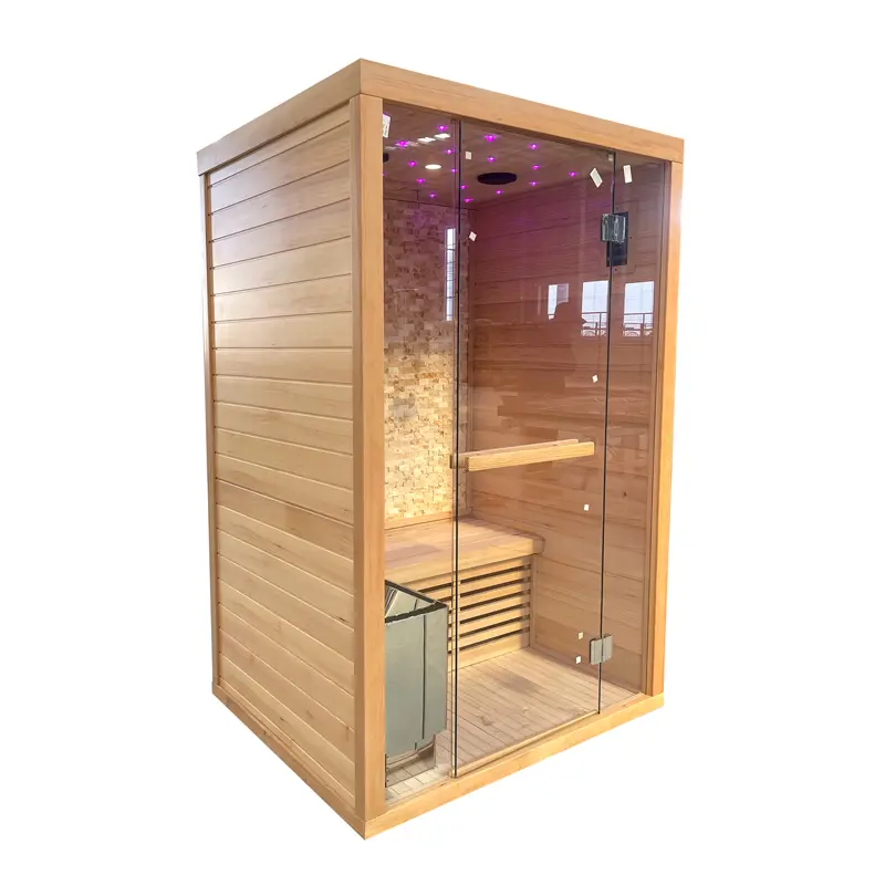 Hemlock 4-Person Steam Sauna Indoor  Smart Control System, Sauna Stove, Dual Seats, Starlight
