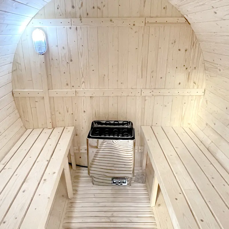 Factory Direct Sales Large Capacity Traditional Outdoor Solid Wood Sauna with Wet Steam Function Plug Powered